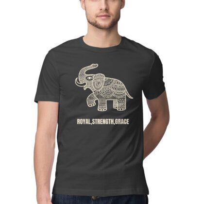 Patterned Elephant T-Shirt – Men’s Half Sleeve Round Neck