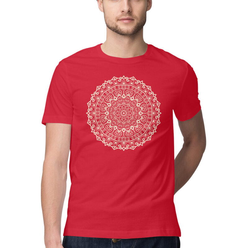 Mandala Flower Illustration T-Shirt – Men’s Half Sleeve Round Neck - Image 12