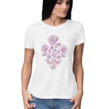 Indian Lehenga Pattern T-Shirt – Women’s Half Sleeve Round Neck