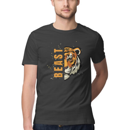 Beast Tiger’s Head Mascot T-Shirt – Men’s Half Sleeve Round Neck