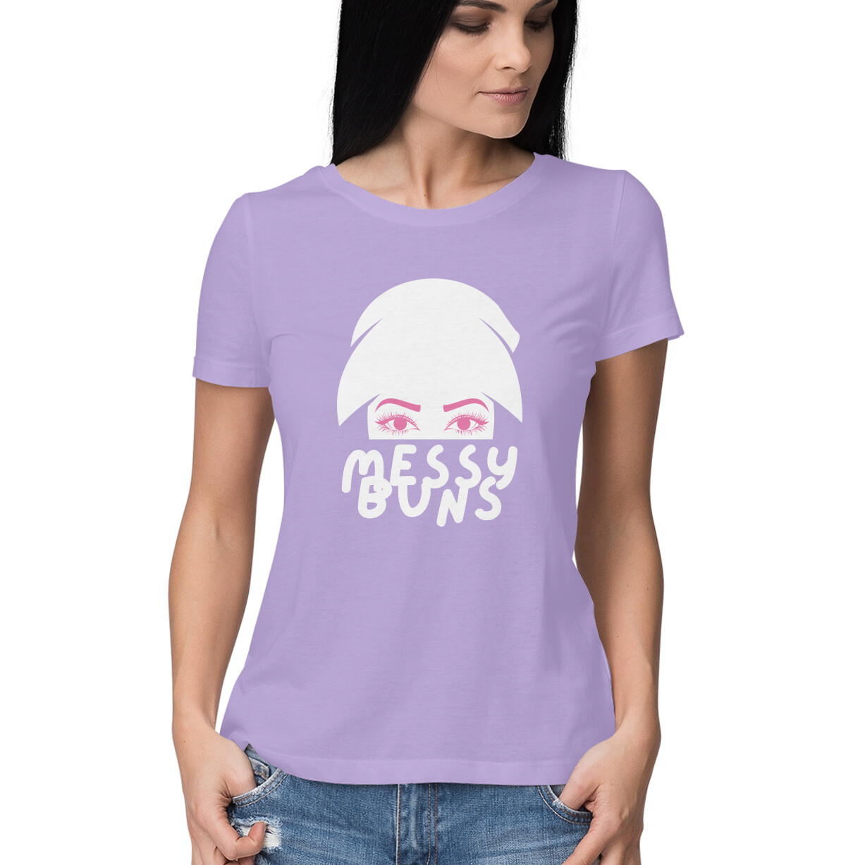 Messy Buns T-shirt â Womenâs Half Sleeve Round Neck - Image 2