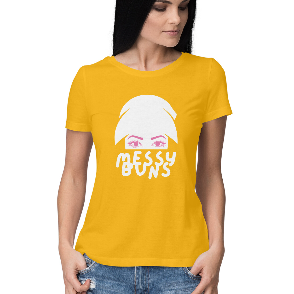 Messy Buns T-shirt â Womenâs Half Sleeve Round Neck - Image 4