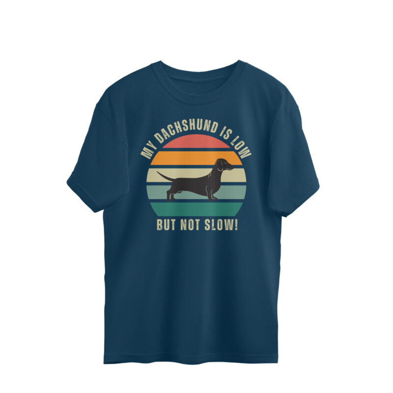 My Dachshund is low but not slow! – Men’s Oversized T-shirts - Image 3