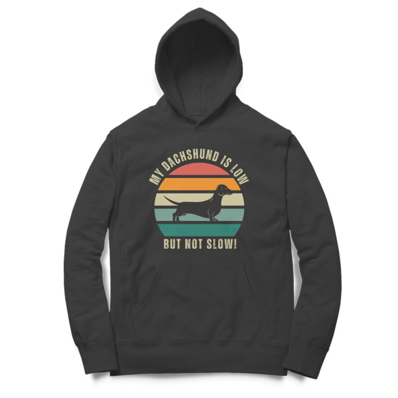 My Dachshund is low but not slow! – Men’s Oversized Hoodies - Image 3