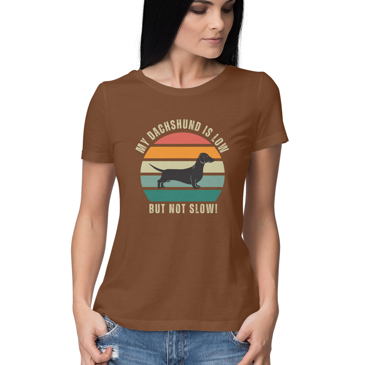My Dachshund is low but not slow! â Women's Half Sleeve Round Neck T-Shirt - Image 3