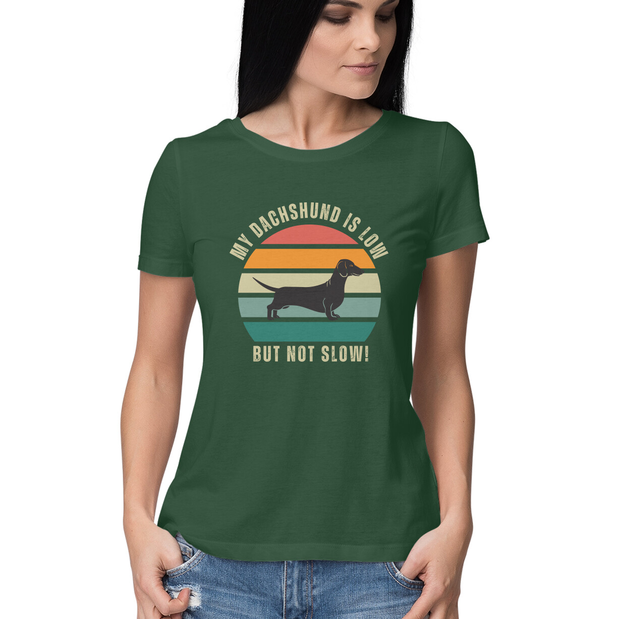 My Dachshund is low but not slow! â Women's Half Sleeve Round Neck T-Shirt - Image 6
