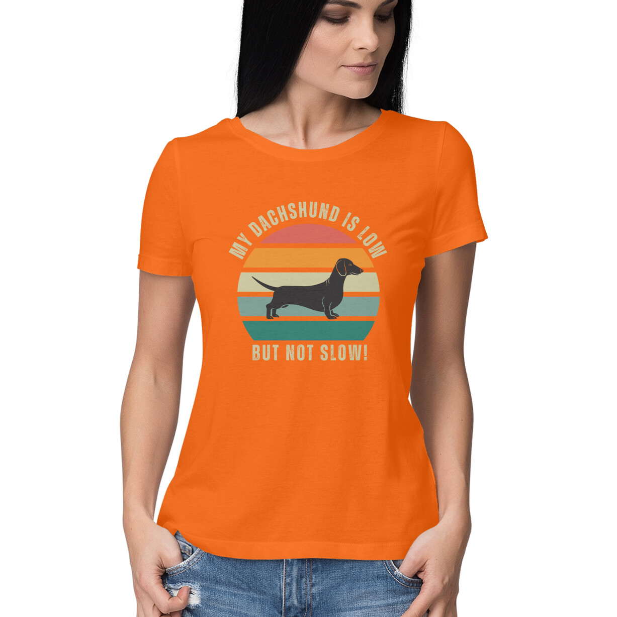 My Dachshund is low but not slow! â Women's Half Sleeve Round Neck T-Shirt - Image 7