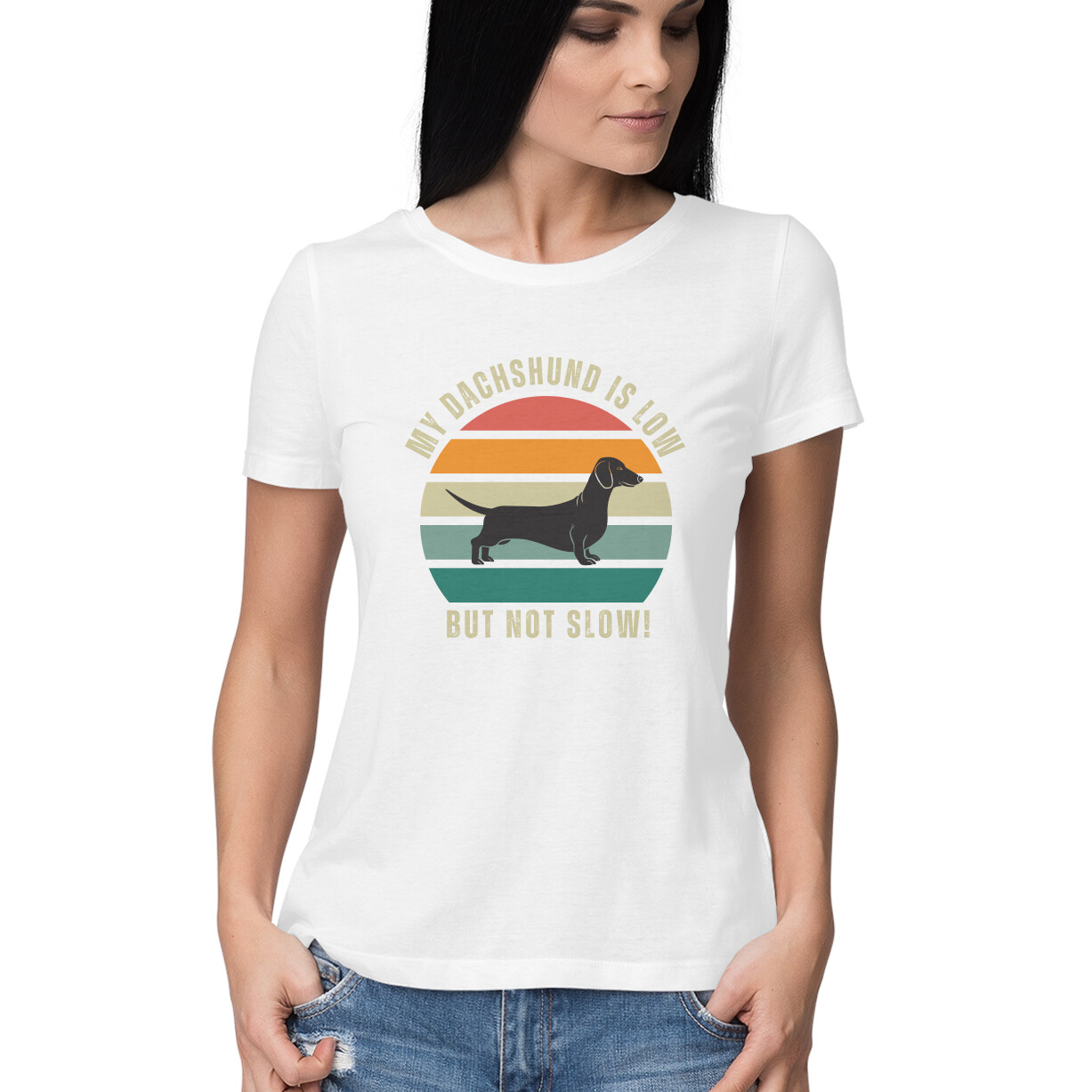 My Dachshund is low but not slow! â Women's Half Sleeve Round Neck T-Shirt - Image 10