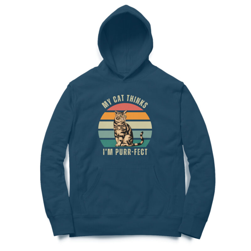 My cat thinks I’m purr-fect – Men’s Oversized Hoodies - Image 2