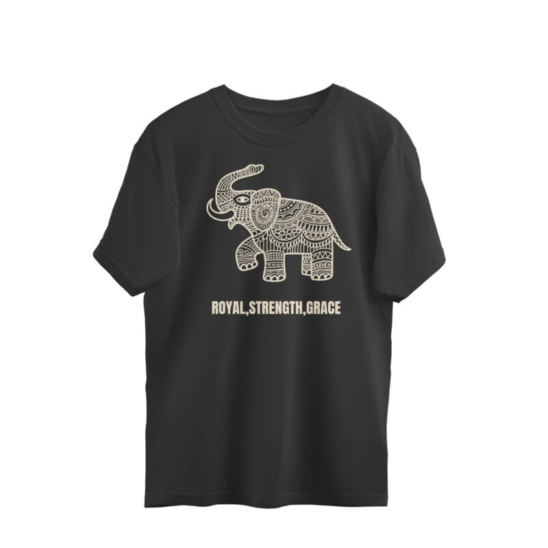 Patterned Elephant Royal,Strength,grace – Men’s Oversized T-shirts - Image 2