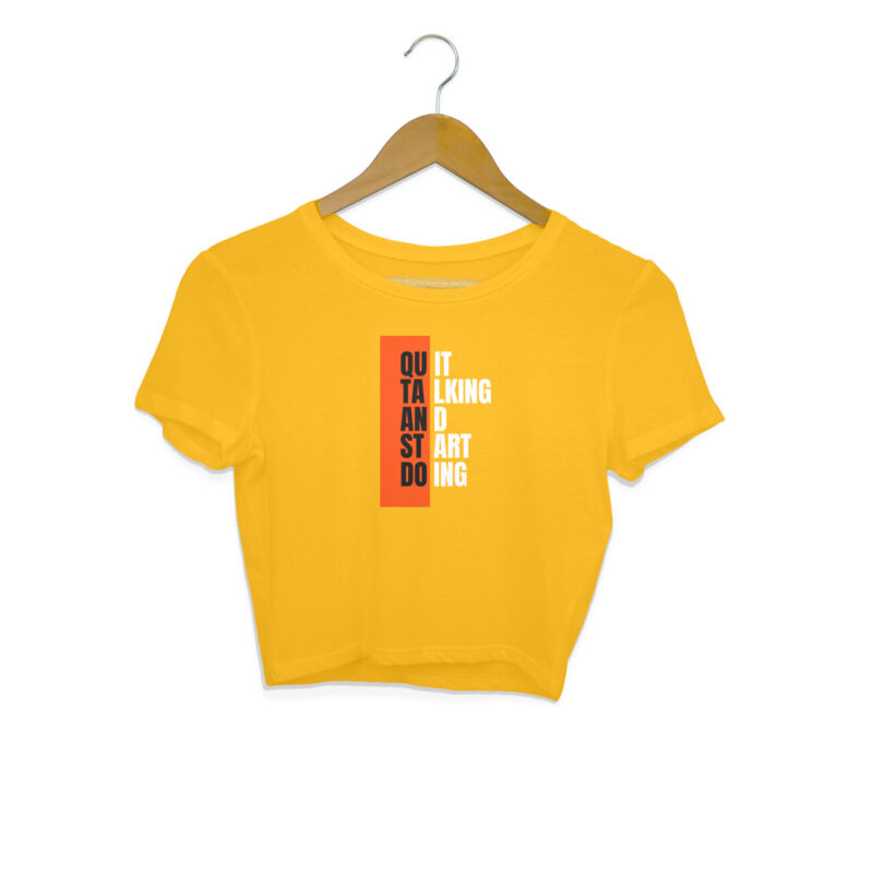 Quit Talking And Start Doing –Women's  Crop Tops - Image 2