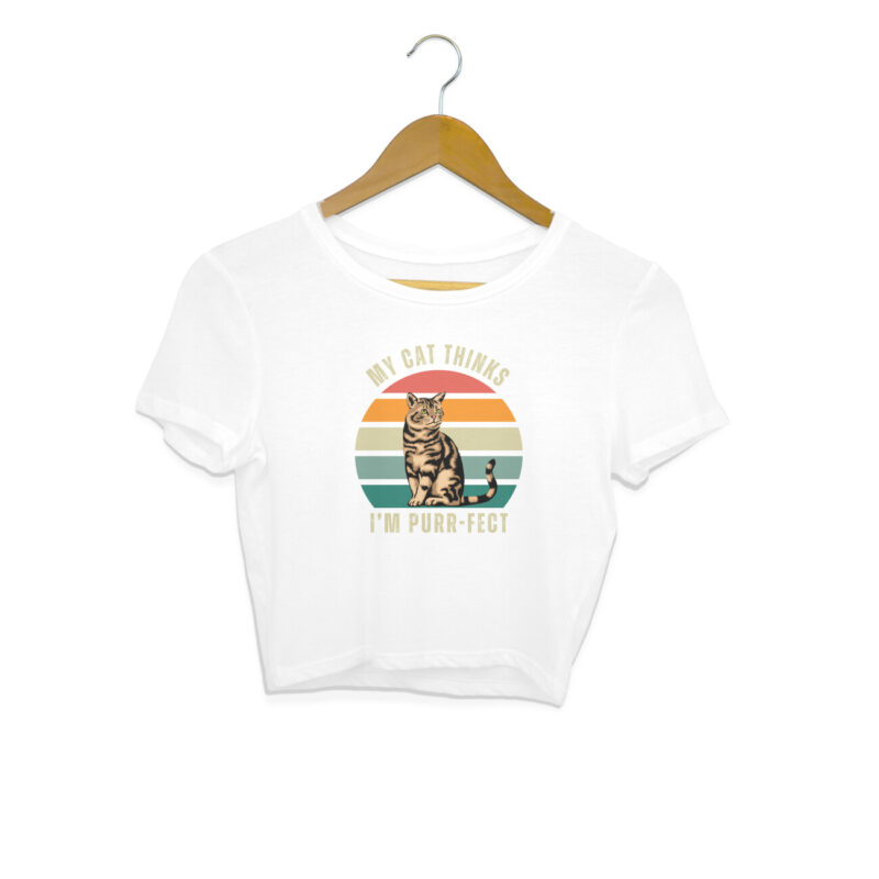 My cat thinks I’m purr-fect – Women's Crop Tops - Image 7