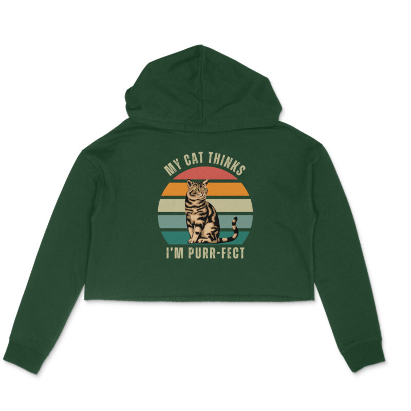My cat thinks I’m purr-fect – Crop Hoodies - Image 3