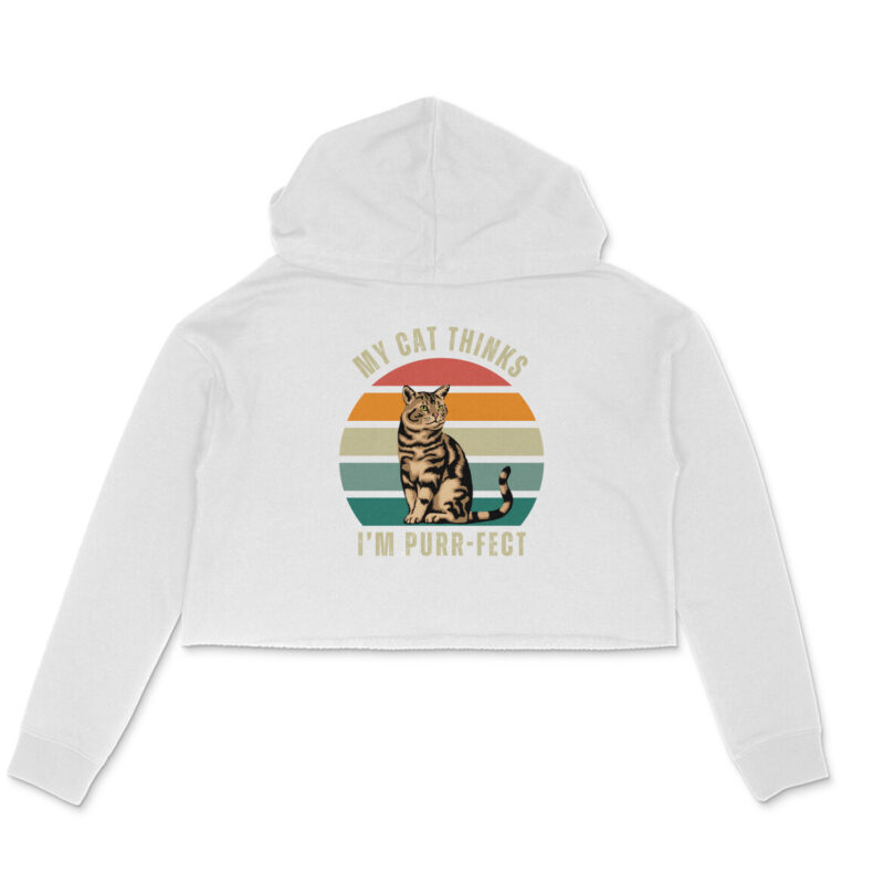 My cat thinks I’m purr-fect – Crop Hoodies - Image 5