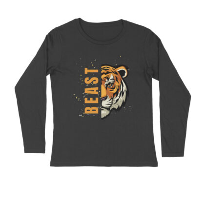 Beast Tiger’s Head Mascot – Men’s Full Sleeve Round Neck T-Shirt
