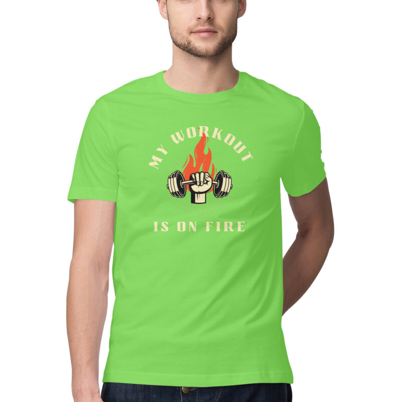My Workout is on Fire - Men's Half Sleeve Round Neck T-Shirt - Image 6