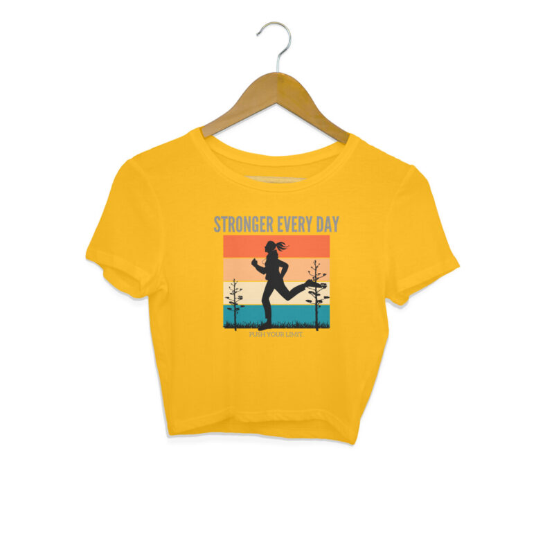 Stronger Every Day ,Push Your Limit. – Women's Crop Tops - Image 3