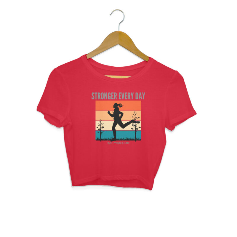 Stronger Every Day ,Push Your Limit. – Women's Crop Tops - Image 10
