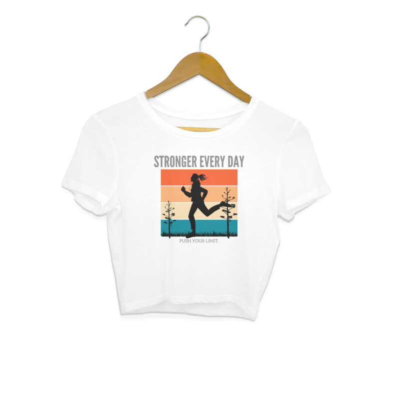 Stronger Every Day ,Push Your Limit. – Women's Crop Tops - Image 12