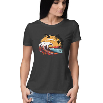 Waves Whisper Freedom – Women's Half Sleeve Round Neck T-Shirt