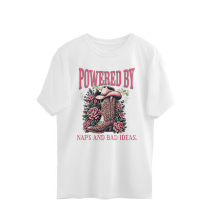 Powered by naps and bad ideas. – Men’s Oversized T-shirts