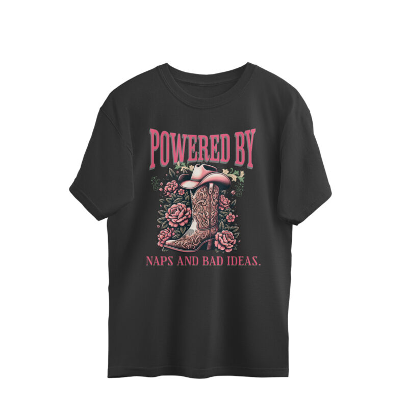 Powered by naps and bad ideas. – Men’s Oversized T-shirts - Image 4