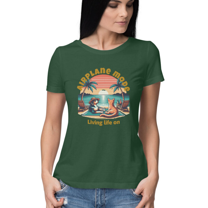 Living Life on Airplane Mode T-shirt – Women’s Half Sleeve Round Neck - Image 10