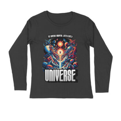 The Universe Whispers, Listen Closely - Men’s Full Sleeve T-Shirt | Cosmic Style
