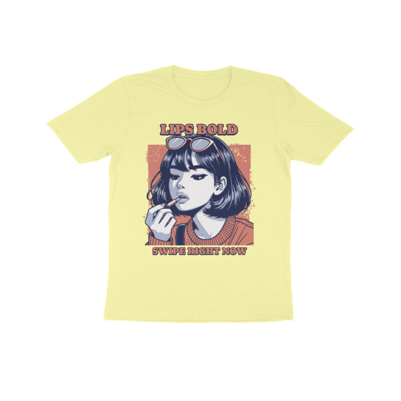 Lips Bold—Swipe Right Now! Kids Half Sleeve T-Shirt | Fun & Stylish Apparel - Image 2
