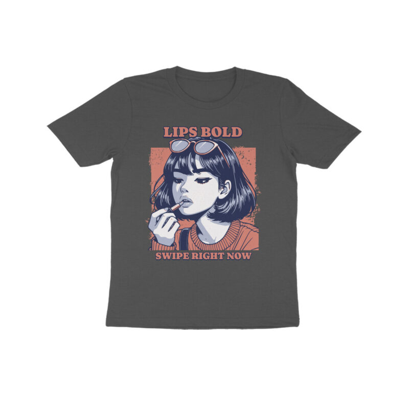 Lips Bold—Swipe Right Now! Kids Half Sleeve T-Shirt | Fun & Stylish Apparel - Image 3