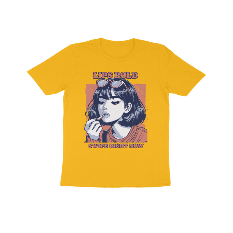 Lips Bold—Swipe Right Now! Kids Half Sleeve T-Shirt | Fun & Stylish Apparel - Image 4