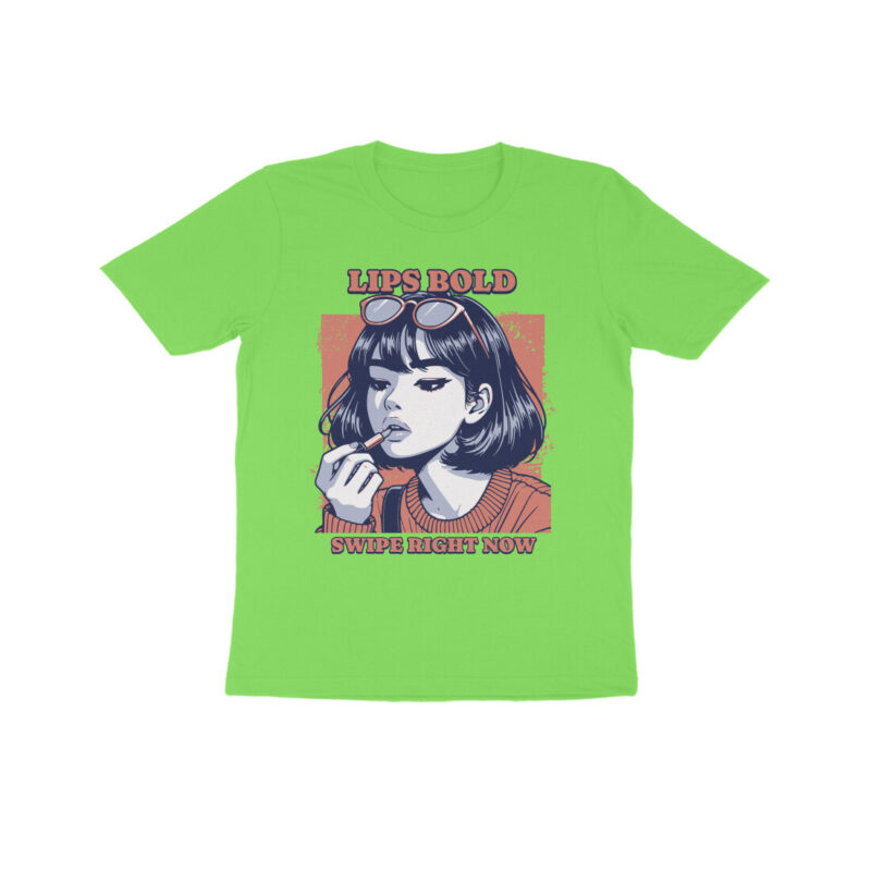 Lips Bold—Swipe Right Now! Kids Half Sleeve T-Shirt | Fun & Stylish Apparel - Image 7