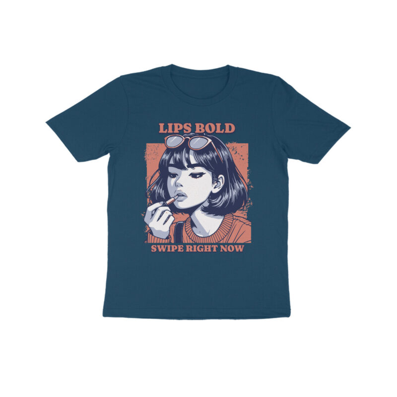 Lips Bold—Swipe Right Now! Kids Half Sleeve T-Shirt | Fun & Stylish Apparel - Image 9