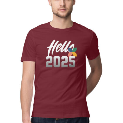 Hello 2025 - Men’s Half Sleeve Round Neck T-Shirt | New Year Fashion