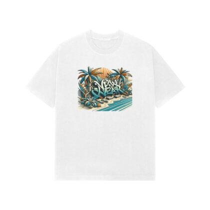 New Year Beach Vintage Graffiti Art – Men’s Premium Oversized T-Shirt | Artistic Elegance