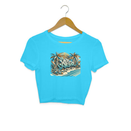 New Year Beach Vintage Graffiti Art – Women’s Crop Tops | Festive & Trendy