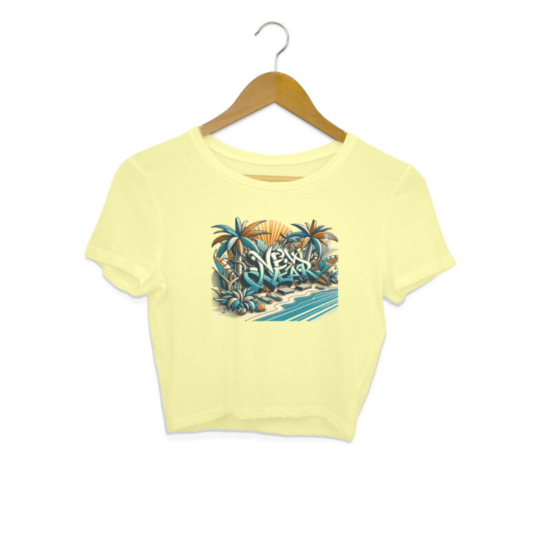 New Year Beach Vintage Graffiti Art – Women’s Crop Tops | Festive & Trendy - Image 7