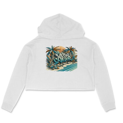 New Year Beach Vintage Graffiti Art – Crop Hoodies | Stylish & Festive