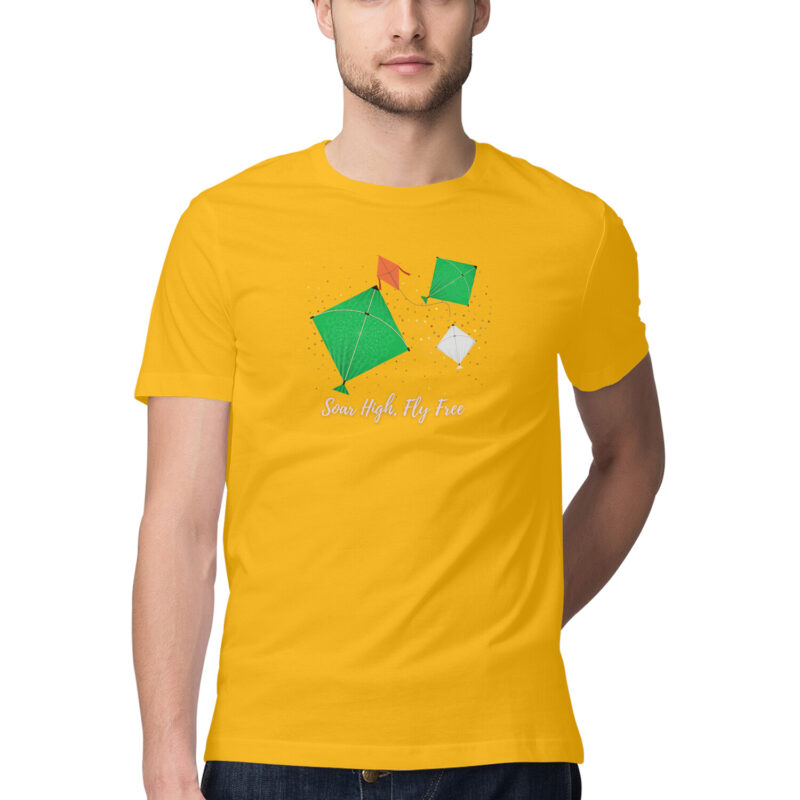 Pink Festive Kite T-Shirt – Men’s Half Sleeve Round Neck | Makar Sankranti & Mattu Pongal - Image 9