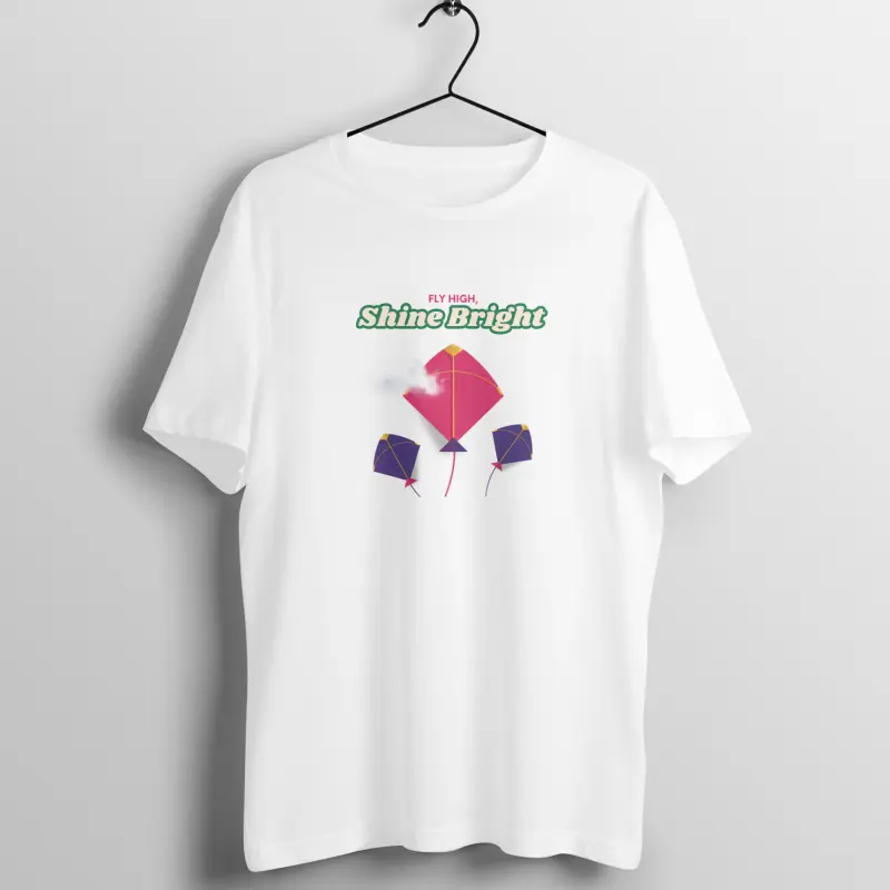 Pink Festive Kite T-Shirt – Men’s Half Sleeve Round Neck | Makar Sankranti & Mattu Pongal - Image 4