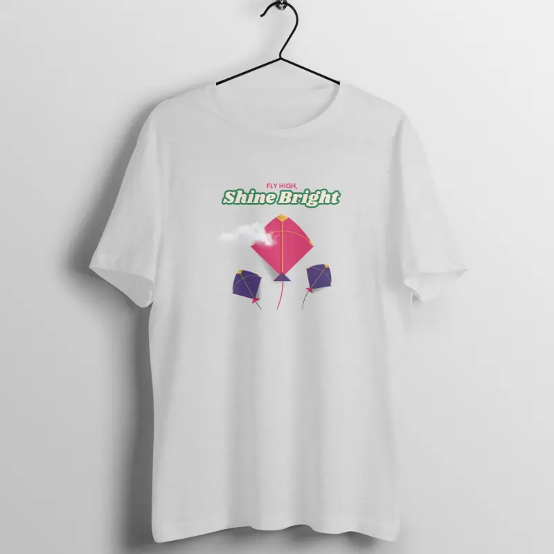 Pink Festive Kite T-Shirt – Men’s Half Sleeve Round Neck | Makar Sankranti & Mattu Pongal - Image 7