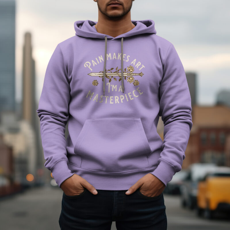 Men's Iris Lavender 'Pain Makes Art, I Am a Masterpiece' premium hoodie urban street style