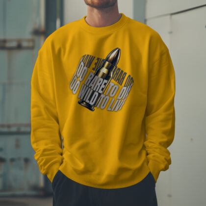 Men's Golden Yellow 'Too Rare to Die, Too Wild to Live' premium full sweatshirt urban street style