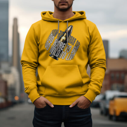 Men's Golden Yellow 'Too Rare to Die, Too Wild to Live' premium hoodie urban street style