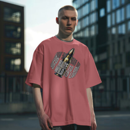 Men's Dusty Rose 'Too Rare to Die, Too Wild to Live' oversized t-shirt urban street style