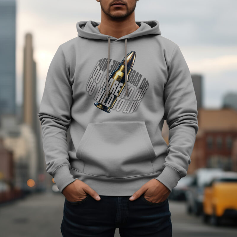 Men's Melange Grey 'Too Rare to Die, Too Wild to Live' premium hoodie urban street style